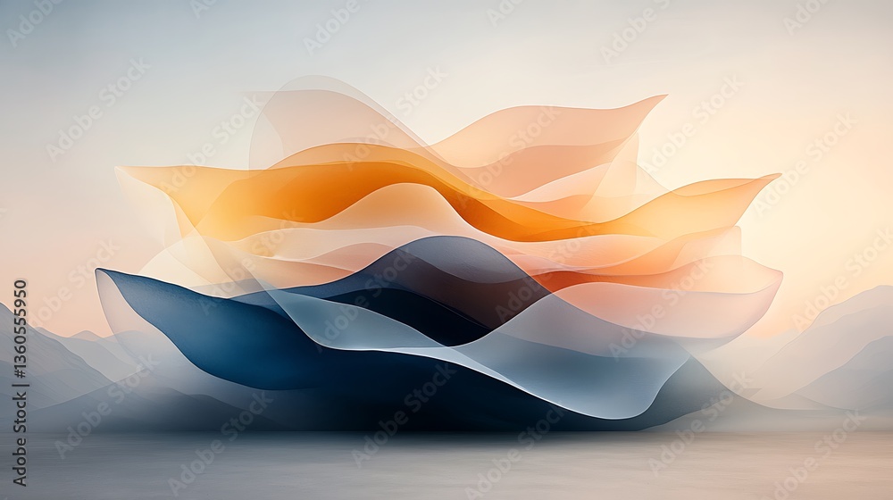 Poster Abstract layered forms in soft hues