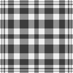 Stylish monochrome plaid pattern.  Perfect for textile designs, website backgrounds, or fashion illustrations.  The subtle texture and classic check design offer versatility and timeless appeal.