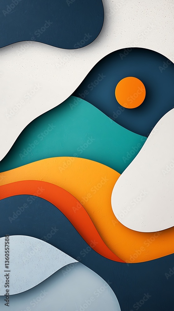 Poster abstract layered shapes in vibrant colors