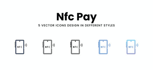 Nfc Pay vector icons set stock illustration