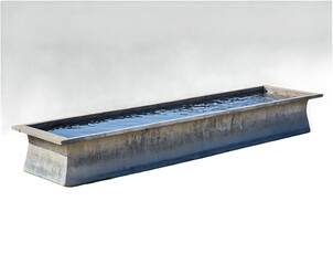 Elevated View of a Concrete Water Trough with Rippling Water, Offering a Refreshing and Functional Element for Animal Husbandry, Irrigation, or as an Architectural Accent