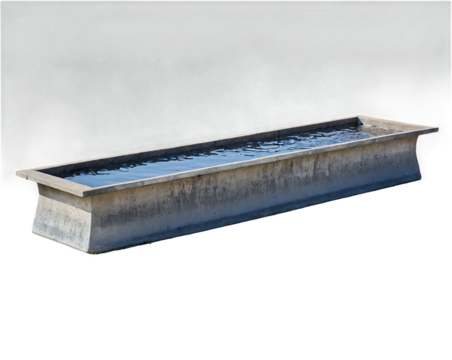 Elevated View of a Concrete Water Trough with Rippling Water, Offering a Refreshing and Functional Element for Animal Husbandry, Irrigation, or as an Architectural Accent