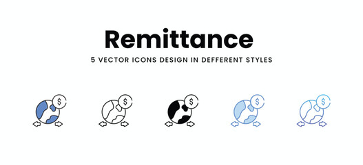 Remittance vector icons set stock illustration