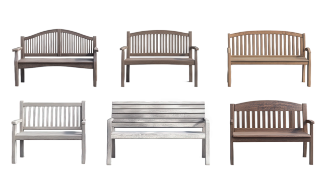 Collection of Wooden Park Benches