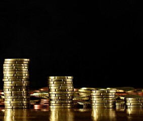 saving coins with money to pay bills having the intention of calculating raising more money to be wealthy with people stock image stock photo