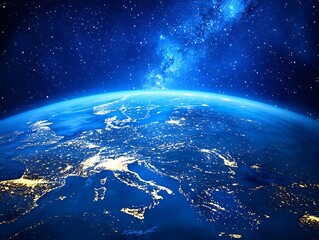 Naklejka premium Europe Night Earth from Space.