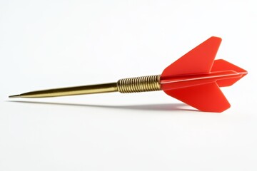 Red and dart isolated on a white background with a clipping path.Red dart isolated against a white backdrop with a clipping path.Red and dart separated on a white background using a clipping path.Red
