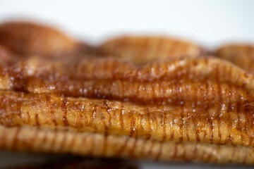Dehydrated banana in macro photography fine details