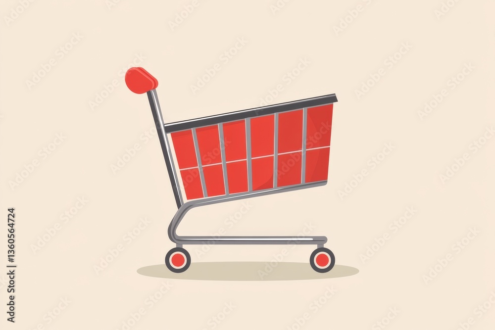 Aufkleber Elegant flat design of an empty shopping cart on soft background showcasing modern art style suitable for online shopping themes Generative AI