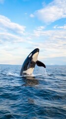 Fototapeta premium Orca Whale Ocean Breaching Wildlife Nature