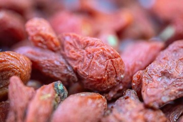 The goji berry, also known as wolfberry pinyin, is the sweet fruit of Lycium barbarum or Lycium chinense, two closely related species of thornbush in the nightshade family, Solanaceae