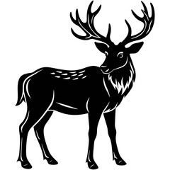 Obraz premium Majestic Elk Silhouette - Minimalist Wildlife Art with Elegant Antlers, transparent background
