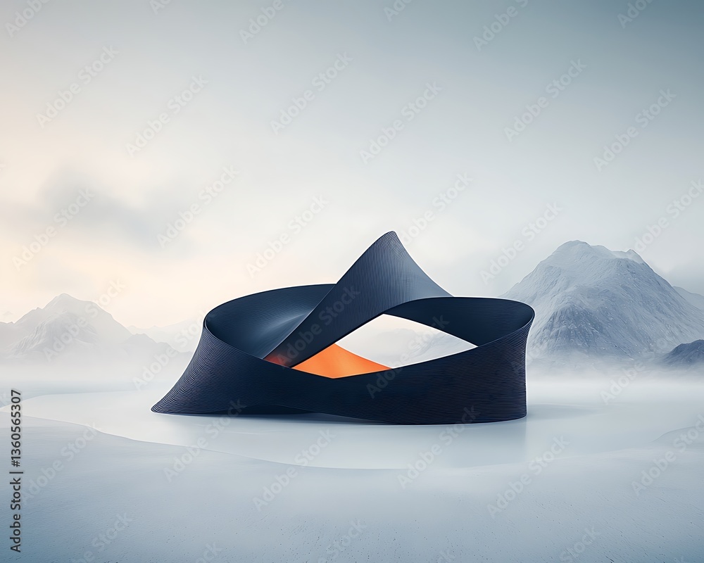 Poster abstract structure in a snowy landscape