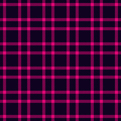 Colour tartan vector check, silky background texture textile. Picnic pattern fabric seamless plaid in black and pink colors.