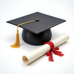 graduation cap and diploma