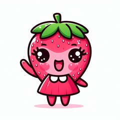 Adorable Kawaii Strawberry Character &ndash; Cute Fruit Cartoon Art