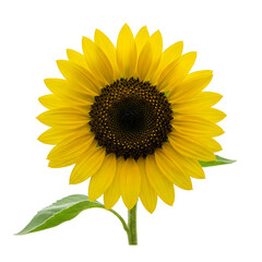 Fototapeta premium A vibrant yellow sunflower with a dark center on a transparent background.