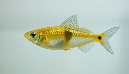 Fototapeta premium Golden pristella tetra Pristella maxillaris X-ray tetra aquarium fish isolated.