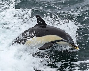 Obraz premium Dolphin Leaping Ocean Waves.