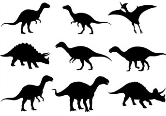 dinosaurs silhouettes isolated on white background