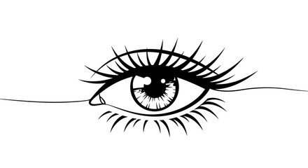 Black and white illustration of a human eye