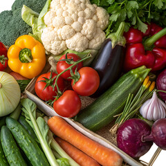 fresh vegetables on white