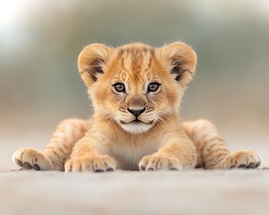 Obraz premium Adorable lion cub wildlife photography