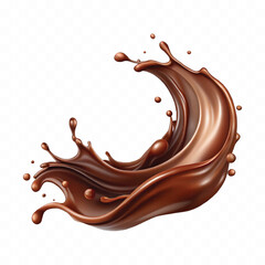 Realistic splash of chocolate juice or liquid chocolate in wave style isolated on white background 
