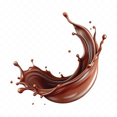 Realistic splash of chocolate juice or liquid chocolate in wave style isolated on white background 