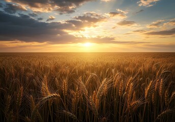 Obraz premium sunset over wheat field