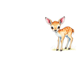 Obraz premium Cute little fawn in watercolour technique. Vector illustration.