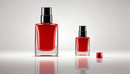 Stylish Red Nail Polish Bottle with a Square Design Isolated for Fashion Enthusiasts
