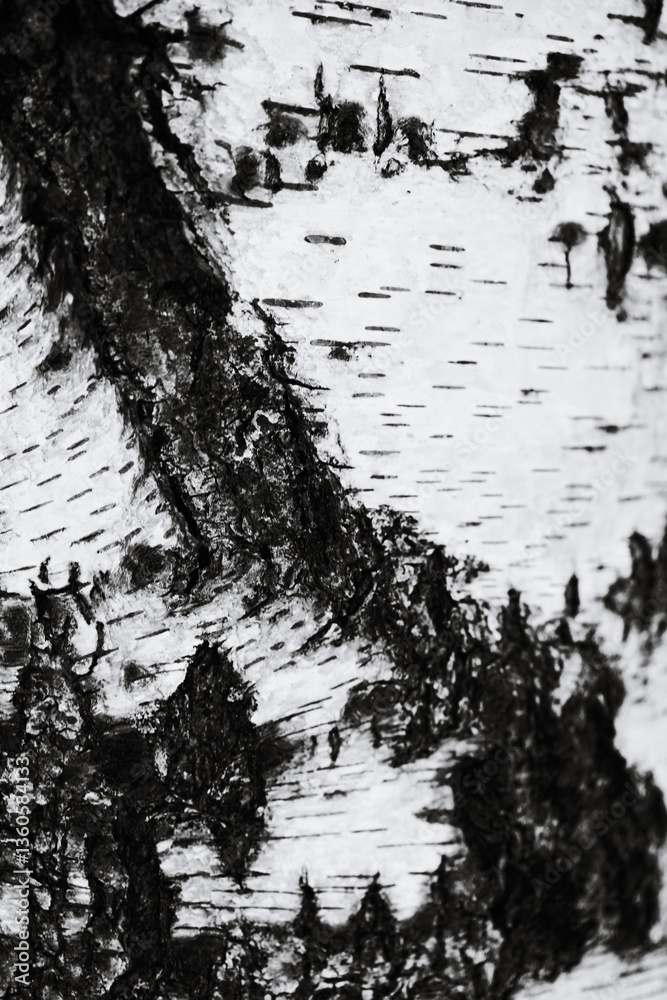 Poster a black and white image of a tree trunk.