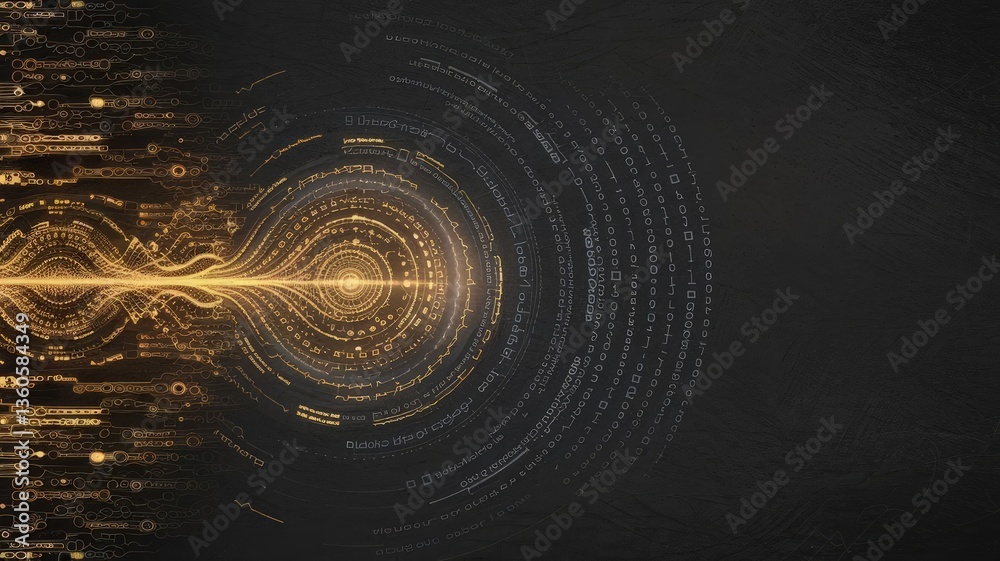 Poster data visualization: an artistic representation of data, using a dynamic interplay of lines, circles,