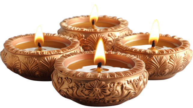 Golden Candles,  Spiritual Light,  Warm Glow,  Religious Symbolism,  Diwali Celebration