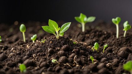 Fototapeta premium Fresh Sprout Emerging from a Pile of Soil Isolated for Nature Themes