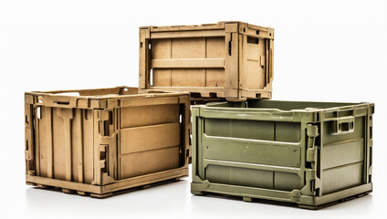 Stacked Military Crates Isolated for Unique Storage Solutions