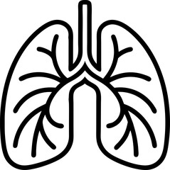 Lungs outline icon on white background