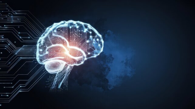 Brain's Digital Network: Illustrating the human brain, interconnected with digital circuits, creating an evocative image of technology, neural networks, and the future of artificial intelligence.