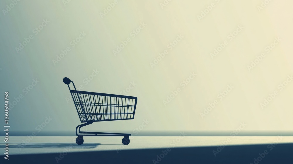 Poster Empty shopping cart in a soft background awaiting products in modern art style Generative AI