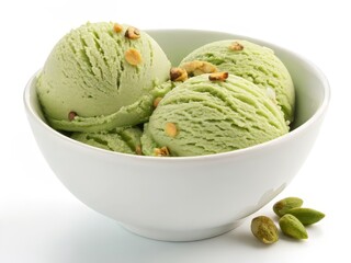 Delicious Pistachio Ice Cream in a Bowl &ndash; Creamy, Nutty, and Refreshing Generative With AI