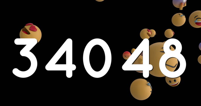 Floating emojis with playful expressions on black background, creating fun atmosphere