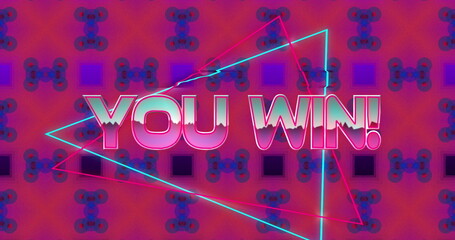 Retro digital interface with vibrant colors and bold You Win! message
