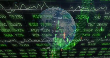 Image of globe and financial data processing