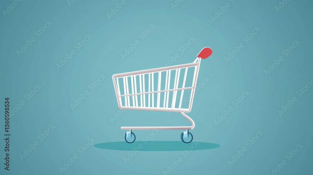 Poster Empty shopping cart design waiting for products with modern art style on a soft background Generative AI
