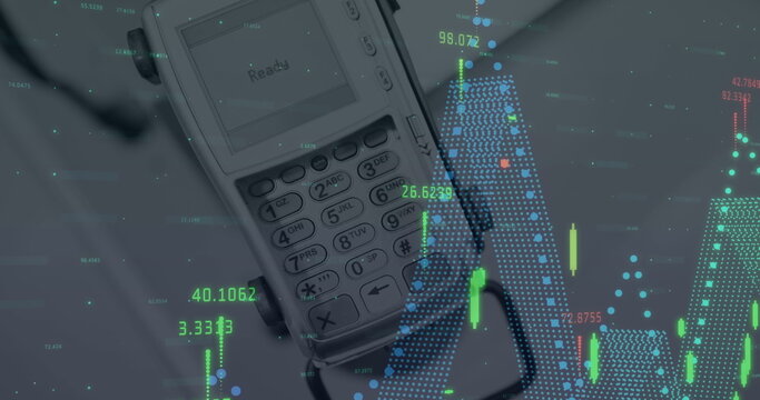 Image of financial data processing with payment terminal