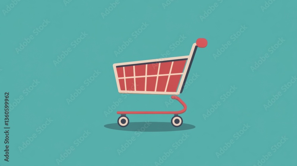 Aufkleber elegant flat design of a shopping cart in a soft background waiting for products to be added in a mo