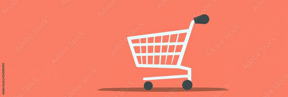 Fototapete Elegant flat design of an empty shopping cart against a soft background in modern art style Generative AI