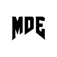 Obraz premium MDE letter logo design for technology company. MDE logo design black and white color combination. MDE logo, MDE vector, MDE design, MDE icon, MDE alphabet. MDE typography logo design.