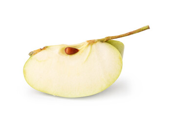 Piece of ripe green apple isolated on white